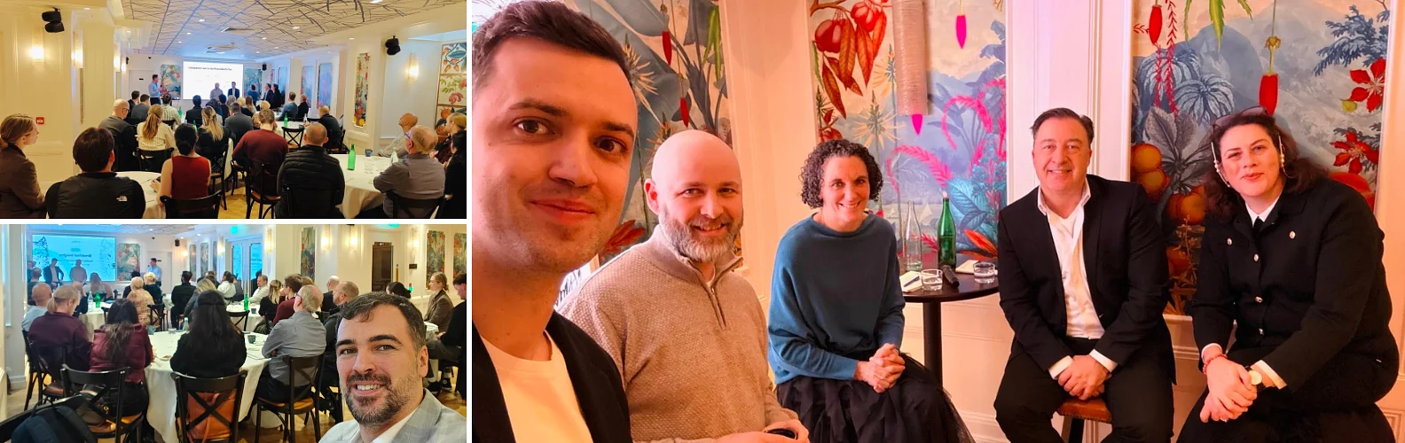 Collage from Wolfpack Digital's Dublin Breakfast & Insights event: audience shots and a group photo of the panel speakers.