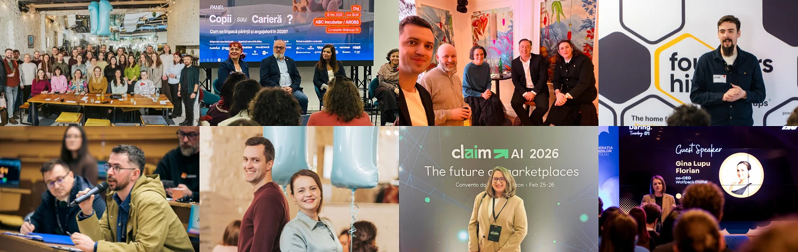 Photo collage of Wolfpack Digital's Q1 2026 highlights, including the 11th anniversary brunch and Gina as a guest speaker