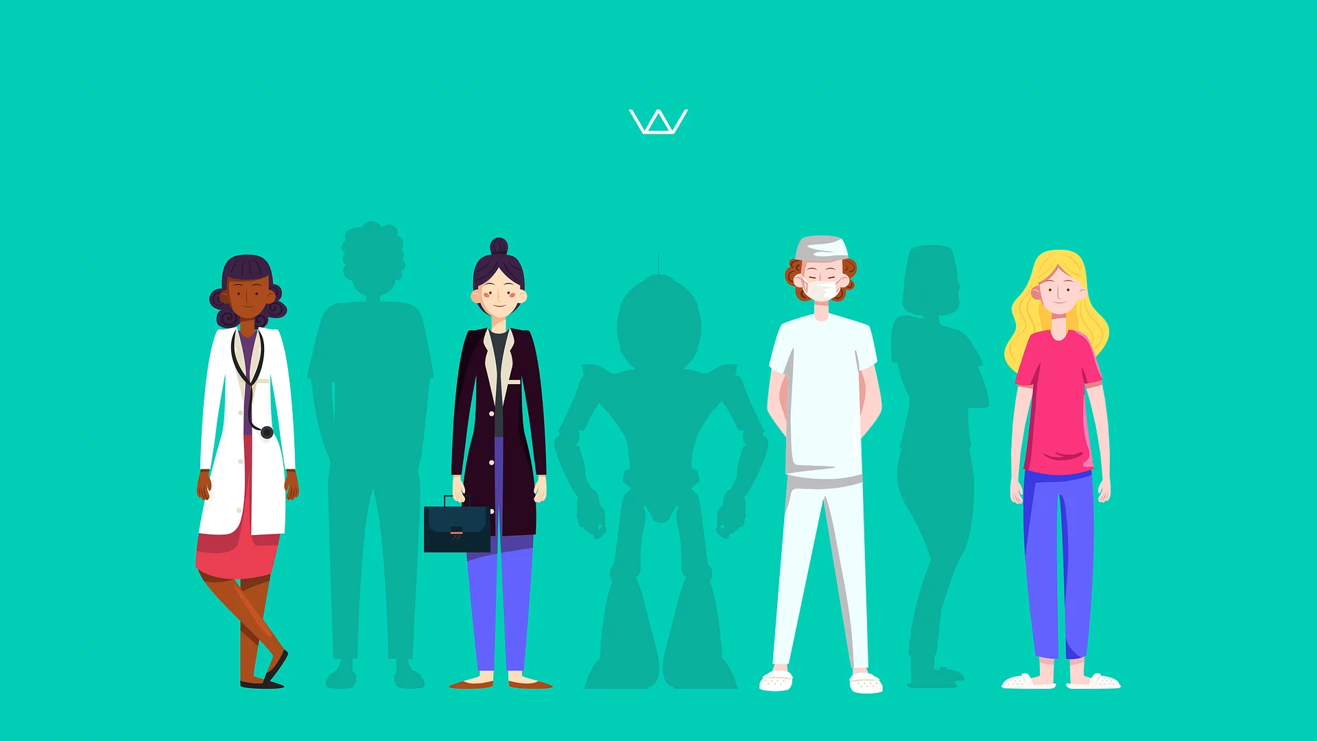 Illustration of workers from different professions, some shown as empty silhouettes to represent staff shortages