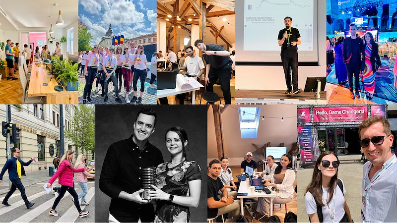 Photo collage of Wolfpack Digital's Q2 2024 highlights, including the new office, team events, and conference moments