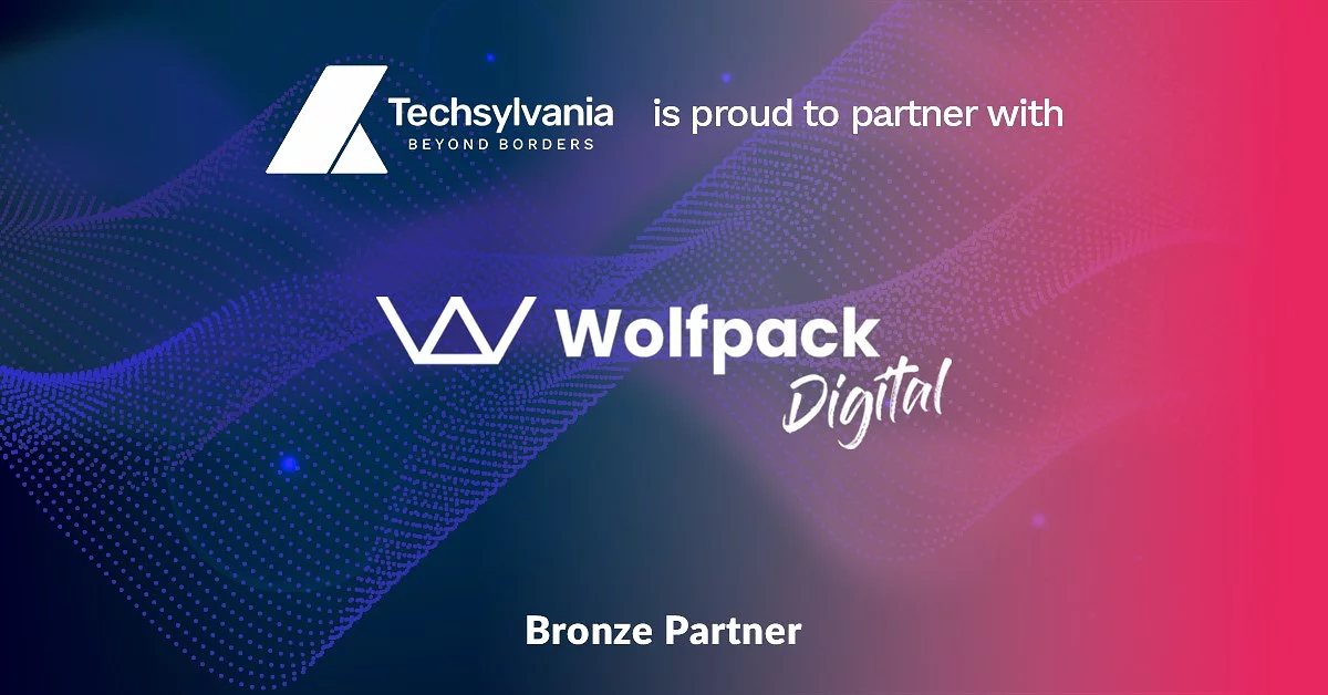 Techsylvania and Wolfpack Digital partnership graphic — Bronze Partner.